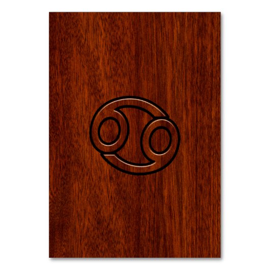 Krebs Zodiac Symbol auf Mahogany-Holzstil Tischnummer (Vorderseite)