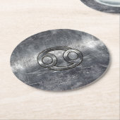 Krebs-Zodiac-Symbol im Industriestil Runder Pappuntersetzer (Angewinkelt)