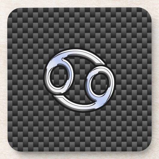 Krebs Zodiac Symbol Kohlefaser Druck Getränkeuntersetzer (Vorderseite)