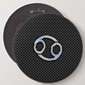 Krebs Zodiac Symbol schwarze Carbon Faser drucken Button (Vorne & Hinten)