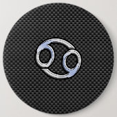 Krebs Zodiac Symbol schwarze Carbon Faser drucken Button (Vorderseite)