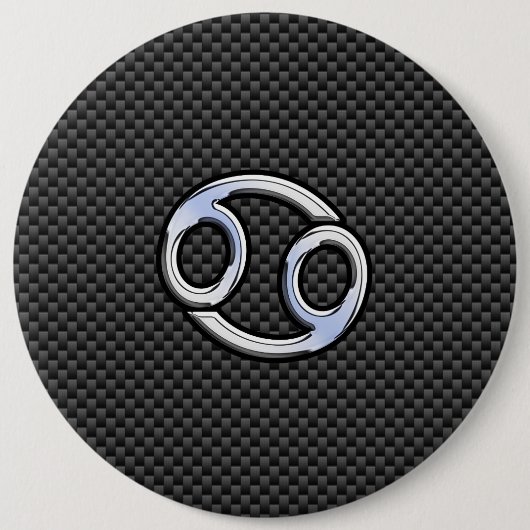 Krebs Zodiac Symbol schwarze Carbon Faser drucken Button (Vorderseite)