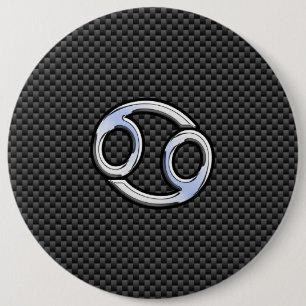 Krebs Zodiac Symbol schwarze Carbon Faser drucken Button