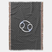 Krebs Zodiac Symbol schwarze Carbon Faser drucken Decke (Vorderseite Vertikal)