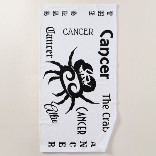 Krebs Zodiac-Symbol und Zeichen Strandtuch (Vorderseite)