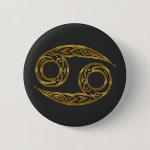 Krebs Zodiac - Tribal Gold Button