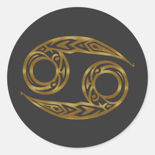 Krebs Zodiac - Tribal Gold Runder Aufkleber (Vorderseite)