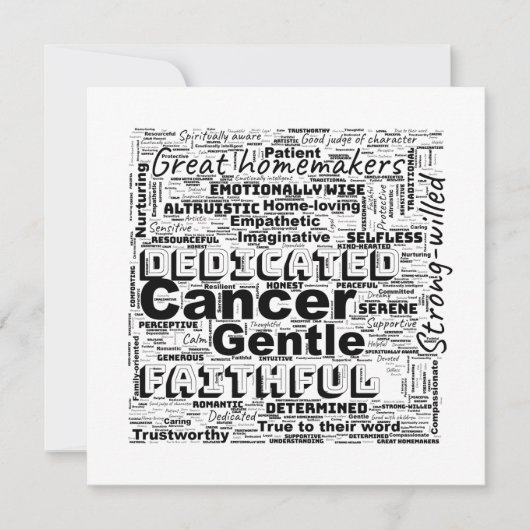 Krebs Zodiac Word Cloud Inspiration Einladung (Vorderseite)