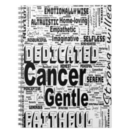 Krebs Zodiac Word Cloud Inspiration Notizblock