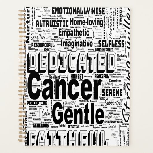 Krebs Zodiac Word Cloud Inspiration Planer (Vorderseite)