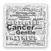 Krebs Zodiac Word Cloud Inspiration Viynl Sticker (Vorderseite)