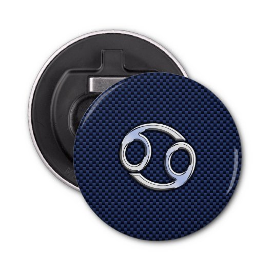 Krebs-Zodiac-Zeichen auf blauem Kohlenstoff-Faserd Flaschenöffner (Vorderseite)