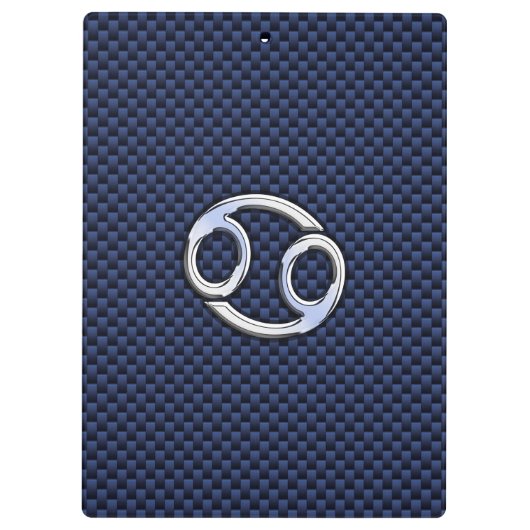 Krebs Zodiac-Zeichen auf blauem Kohlenstoff-Faserd Klemmbrett (Rückseite)