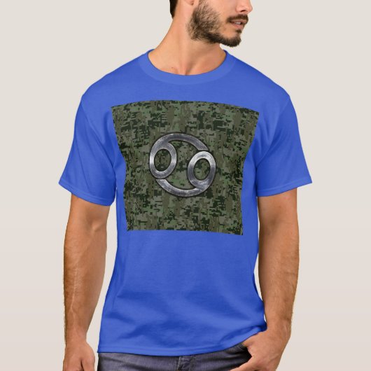 Krebs Zodiac-Zeichen auf grüner digitaler Camoufla T-Shirt (Vorderseite)