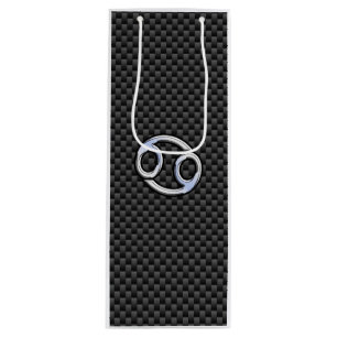 Krebs Zodiac-Zeichen auf Holzkohlefaser Print Geschenktüte Für Weinflaschen