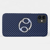 Krebs Zodiac-Zeichen auf Navy Blue Carbon Fibre Pr Case-Mate iPhone Hülle (Rückseite (Horizontal))