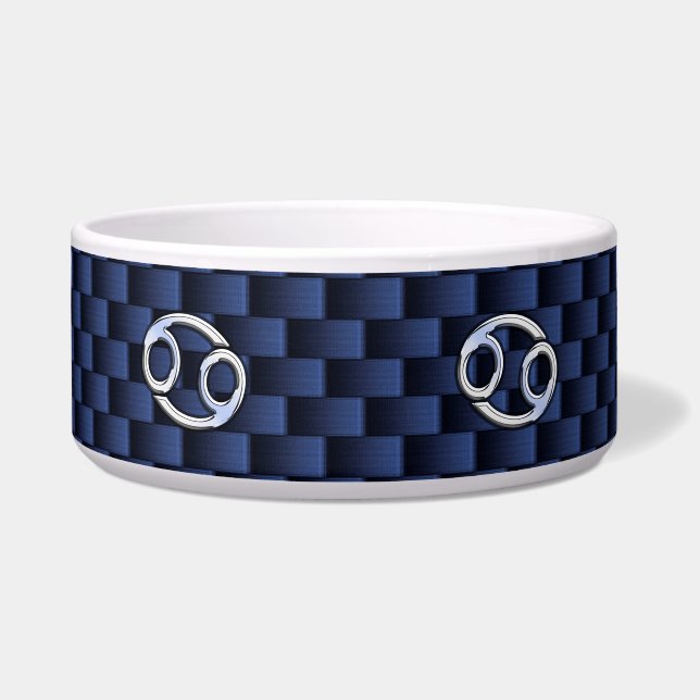 Krebs Zodiac-Zeichen auf Navy Blue Carbon Fibre Pr Napf (Vorderseite)