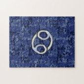 Krebs Zodiac-Zeichen auf Navy Blue Digital-Camoufl Puzzle (Horizontal)