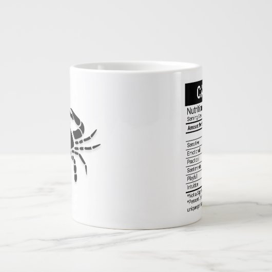 Krebs Zodiac-Zeichen mit Nährwerteinflüssen, Jumbo-Tasse (Vorderseite)