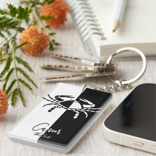 Krebs Zodiac-Zeichen, Schwarz-Weiß-Schlüsselanhäng Schlüsselanhänger (Vorderseite rechts)