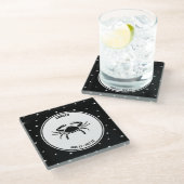 Krebs Zodiac-Zeichen, Schwarz-Weiß-Untersetzer Glasuntersetzer (Schrägansicht)