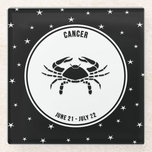 Krebs Zodiac-Zeichen, Schwarz-Weiß-Untersetzer Glasuntersetzer (Vorderseite)