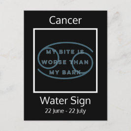 Krebs-Zodiac-Zeichen-Spaß-Zitat in Blau und Weiß Postkarte