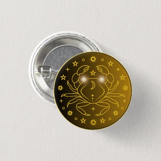 Krebs-Zodiak-Emblem | Minimales Himmelssymbol Button (Vorne & Hinten)