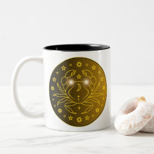 Krebs-Zodiak-Emblem Minimales Himmelssymbol Zweifarbige Tasse