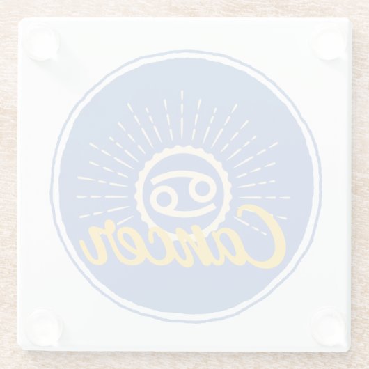 Krebsastrologie Signales Abzeichen Glasuntersetzer (Rückseite)