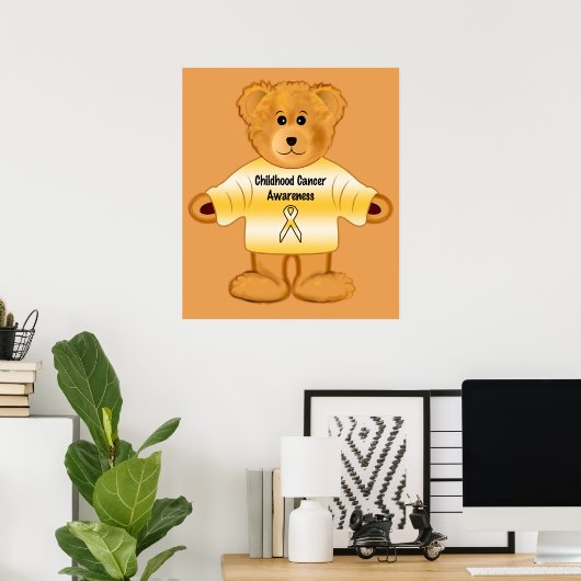 Krebsbewusstsein bei Kindern mit Teddy Bären Poster (Heimbüro)