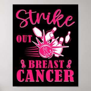 Krebsbewusstsein - Bowling bricht rosa Schleife au Poster