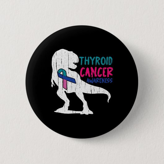 Krebsbewusstsein Cool T-rex Krieger Überlebenskamp Button (Vorderseite)