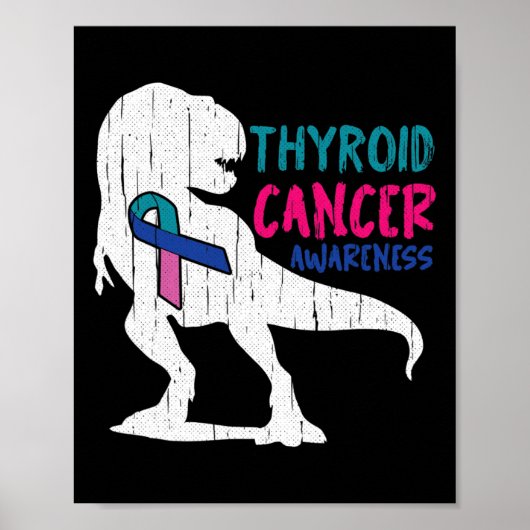 Krebsbewusstsein Cool T-rex Krieger Überlebenskamp Poster (Vorne)