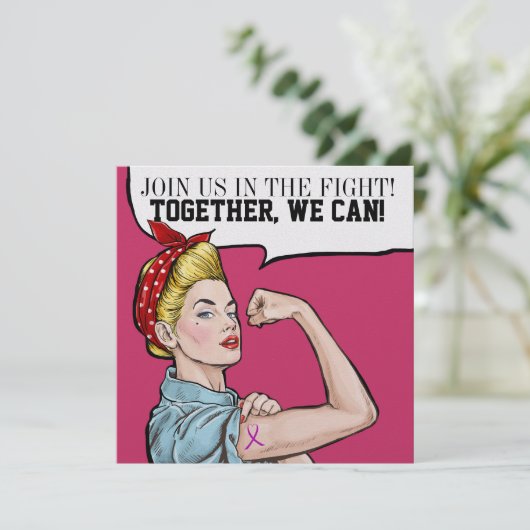 Krebsbewusstsein - Einladung zu rosa Ribbon (Stehend Vorderseite)