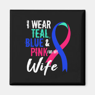 Krebsbewusstsein für die Ehefrau Mein Blue Pink Aq Magnet