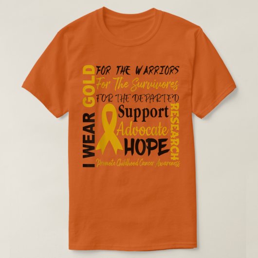 Krebsbewusstsein für Kinder T-Shirt Gold für ein K (Design vorne)