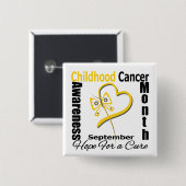 Krebsbewusstsein im Kindesalter Monat Schmetterlin Button (Vorne & Hinten)