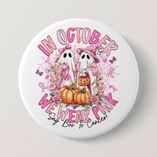 Krebsbewusstsein - Oktober tragen wir Pink Button (Vorderseite)