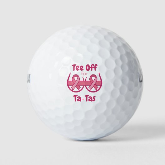 Krebsbewusstsein Pinkes Tee-Off-Ta-Tas Golfball (Vorderseite)