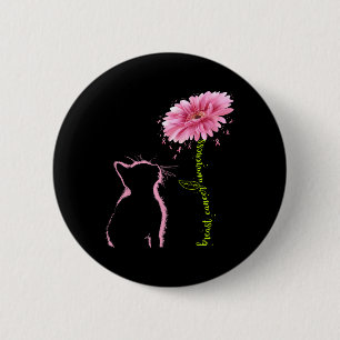 Krebsbewusstsein Rosa Band Daisy Blume Cat Liebe Button