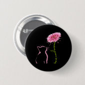 Krebsbewusstsein Rosa Band Daisy Blume Cat Liebe Button (Vorne & Hinten)
