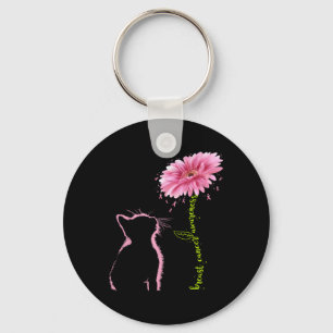 Krebsbewusstsein Rosa Band Daisy Blume Cat Liebe Schlüsselanhänger