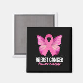 Krebsbewusstsein rosa Flachblütenschmetterling Magnet (Vorderseite/Rückseite)