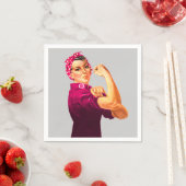 Krebsbewusstsein Rosie The Riveter Serviette (Beispiel)