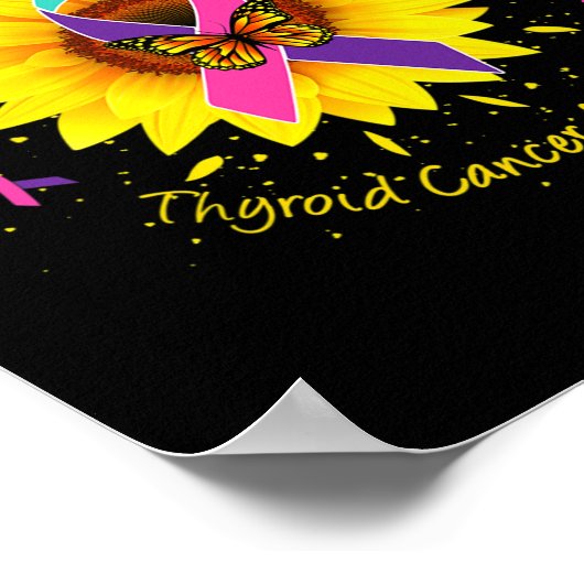 Krebsbewusstsein Sonnenblumen-Schmetterling-Gesche Poster (Ecke)