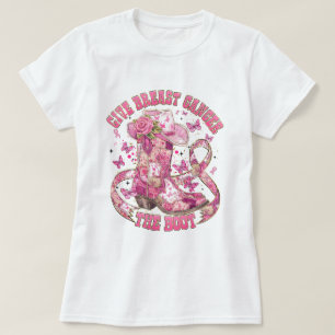 Krebsbewusstsein tragen wir rosa T-Shirt