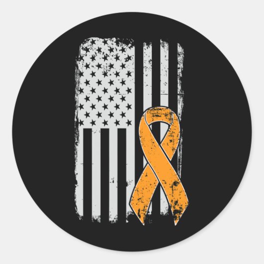 Krebsbewusstsein - Vintage US-amerikanische Flagge Runder Aufkleber (Vorderseite)