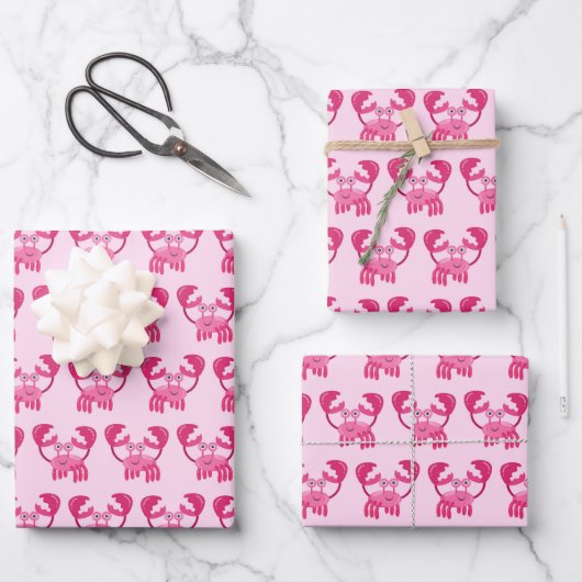 Krebse Geburtstagsparty Rosa Meer Kreation Geschenkpapier Set (Vorderseite)