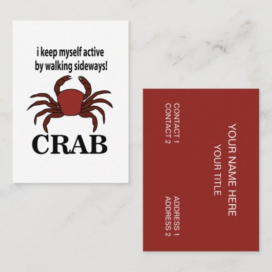 Krebse Ich Behielt mich aktiv, indem ich auf der S Visitenkarte (Vorne/Hinten)